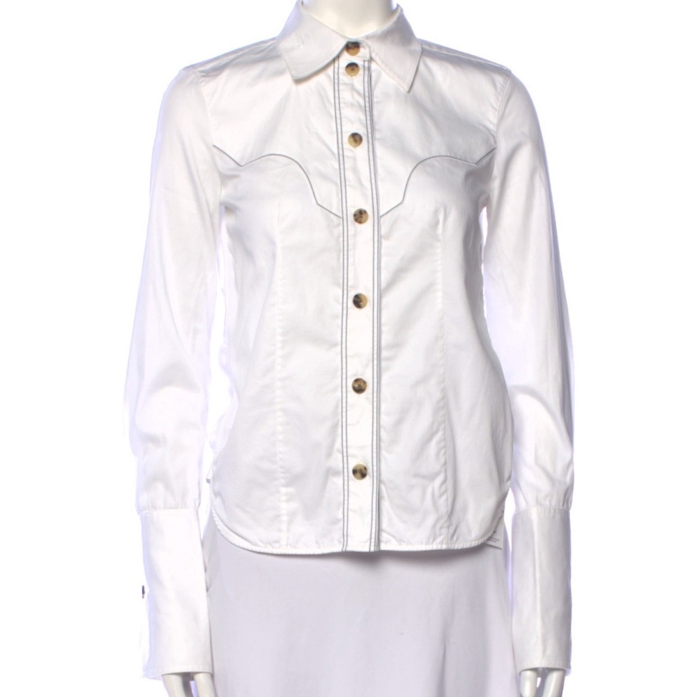 Khaite Western Button Down Long Sleeve, White - Like New